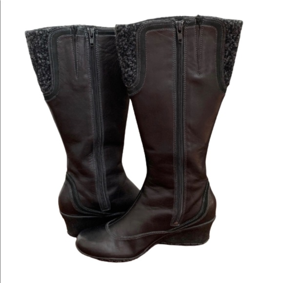 Merrell Larkspur black leather wedge boots size 7.5 - Picture 1 of 6